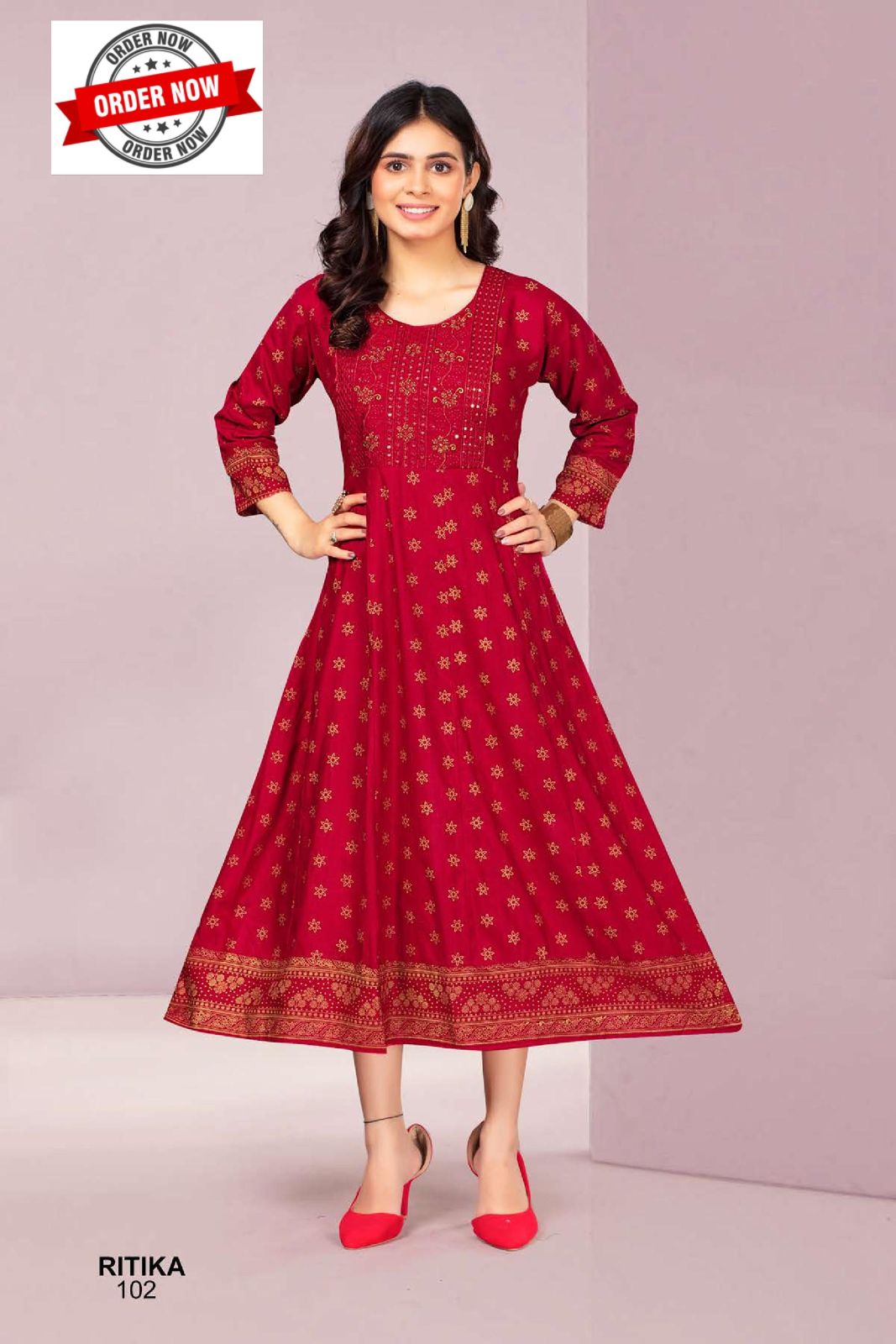Ritika Vol 1 By Golden Block Printed Anarkali Kurtis Wholesale Shop In Surat
